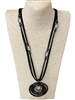 N013415B  BLACK MULTI CIRCLES LONG NECKLACE