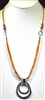 N20308 LEATHER/HAMMERED NECKLACE