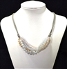 N6369 LEATHER/CRYSTAL BEADED COLLAR NECKLACE
