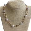 NJ70737 ''18'' CHAIN WITH PEARL SHORT NECKLACE