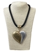 NP0196 TWO TONE HEART SILICONE CORD NECKLACE