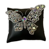 P1422SL LARGE AB SILVER RHINESTONE BUTTERFLY PIN BROOCH