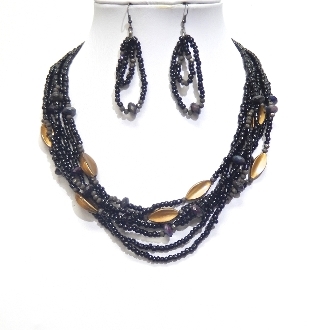 PNE8019 Beads Necklace Earrings Set