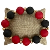 QB2355RB  RED BLACK  WOODEN BEADED BRACELET