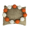 QB2355WO  WHITE  ORANGE WOODEN BEADED BRACELET