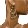 QE-5214 ANTIQUE GOLD  TREE OF LIFE EARRINGS
