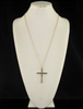 QN4287 SEMI PRECIOUS BEADED GOLD CROSS THIN NECKLACE