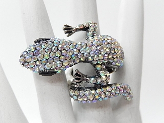 R1216 RHINESTONE LIZARD STRETCH RING