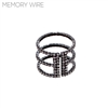 R1378 RHINESTONE 3 LINE THICK MEMORY WIRE CUFF RING