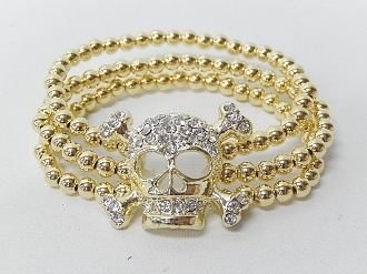 SB28-683 BEADED SKULL STRETCH BRCLT