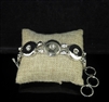 SBB-19 SILVER PLAIN 5 SNAP BUTTON BRACELET