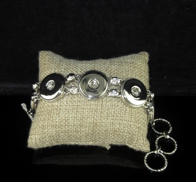 SBB-19 SILVER PLAIN 5 SNAP BUTTON BRACELET