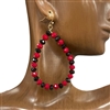 SE7061BK  BLACK & RED  CRYSTAL TEARDROP EARRINGS