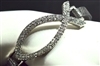 SJB1152 SILVER RHINESTONE FISH LEATHER BRACELET