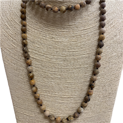 SN368BR 36" 8MM BROWN MULTI SEMI PRECIOUS STONE NECKLACE