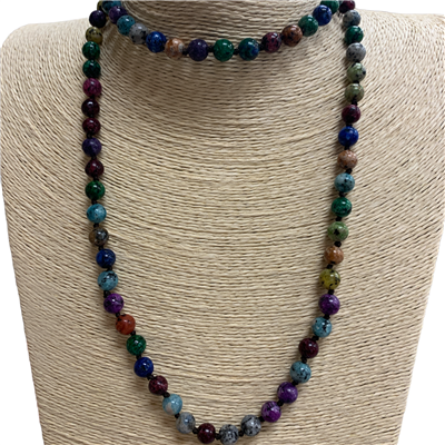 SN368MLT   36'' 8MM MULTI SEMI PRECIOUS STONE NECKLACE