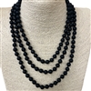 SN608BK  60" 8MM BLACK  SEMI-PRECIOUS STONE NECKLACE