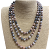 SN608PGY PINK GRAY 60'' 8MM SEMI PRECIOUS STONE NECKLACE