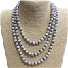 SN608WH 60" 8MM WHITE SEMI PRECIOUS STONE NECKLACE