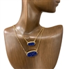 SN8119  MULTI LAYERED BLUE DRUZY STONE   CHAIN  NECKLACE