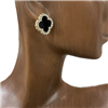 TE0029 SMALL FOUR LEAF & RHINESTONE STUD EARRINGS