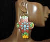 TE1709 TQS SEMI PRECIOUS BEADED AZTEC PATTERN CROSS EARRINGS