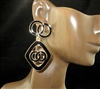 TE1830 GOLD ANTIQUE RHOMBUS POST DANGLE EARRINGS