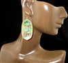 VE0709 GOLD ANTIQUE ABSTRACT COLORFUL LARGE CRYSTAL GEM DANGLE EARRINGS