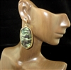 VE0709CA ANTIQUE CAMOUFLAGE PATTERN LARGE CRYSTAL GEM DANGLE EARRINGS