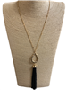 VNE0807 TEARDROP SEED BEAD TASSEL LONG NECKLACE