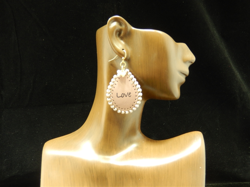 CE1131 "LOVE" LEATHER EARRINGS