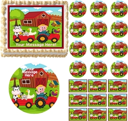 Barnyard Animals Farm House Edible Cake Topper Image Cake Decoration Cupcakes