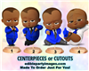 Boss Baby Boy Centerpiece with Stand OR Cut Outs, Royal Blue Suit Smooth Hair