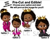 PRE-CUT Hot Pink Fuschia Black Royal African American Sassy Boss Baby Girl EDIBLE Cake Topper Cupcakes, Boss Baby Cupcakes, Royal Boss Baby