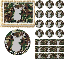 Camouflage Deer Hunting Camo Edible Cake Topper Image Frosting Sheet - All Sizes!