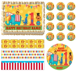 Circus/Carnival First Birthday Animals Edible Cake Topper CIRCUS Cake Strips-All Sizes!