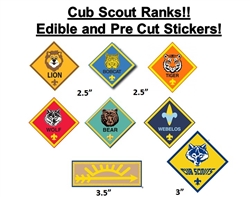 Pre Cut Cub Scout Boy Scout Ranks EDIBLE Cake Stickers Decals Toppers