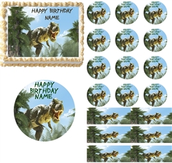 T Rex Dinosaur in the Jungle EDIBLE Cake Topper Image Frosting Sheet Cupcakes Jurassic World