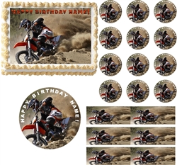 Motocross Dirt Bike Racing Edible Cake Topper Image Frosting Sheet