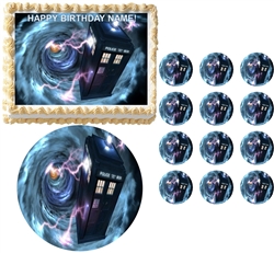 Doctor Who TARDIS Vortex Edible Cake Topper Frosting Sheet - All Sizes!