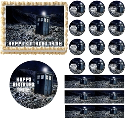 Doctor Who TARDIS Space Edible Cake Topper Image Frosting Sheet Tardis Dr Who