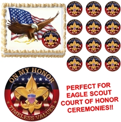 Eagle Scout ON MY HONOR Court of Honor Ceremony Edible Cake Topper Image-All Sizes