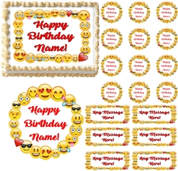 Emojis Border Emoticons Edible Cake Topper Image Cake Decoration Emoji Faces