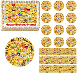 Emoji Collage Edible Cake Topper Image Cake Decoration Smiley Emojies Cake