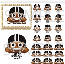 Football Poop Emoji EDIBLE Cake Topper Image Cupcakes Poop Helmet Football Cake