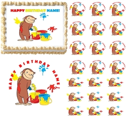 Curious George with Paints Edible Cake Topper Image Frosting Sheet - All Sizes!