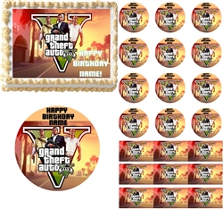 GRAND THEFT AUTO V GTA 5 Edible Cake Topper Image Cupcakes Edible Gaming Cake