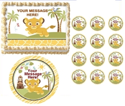 Lion SWEET CIRCLE OF LIFE First Birthday Baby Shower Edible Cake Topper Frosting Sheet - All Sizes!