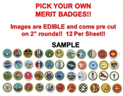 Pre Cut Pick Your Own Boy Scout Merit Badges EDIBLE Decal Stickers for Cake Cupcakes, Merit Badge Cake, Merit Badge Cupcakes, Boy Scout Cake