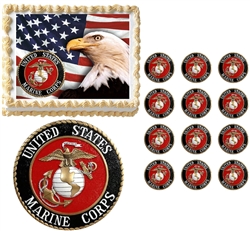 United States Marine Corps Seal Eagle Military Edible Cake Topper Frosting Sheet - All Sizes!